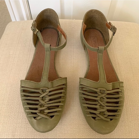 TopShop leather woven t-strap sandals /flats - Picture 9 of 14